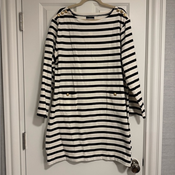 NWT J. Crew Mariner Cloth Striped Dress with Gold Buttons - Picture 2 of 6